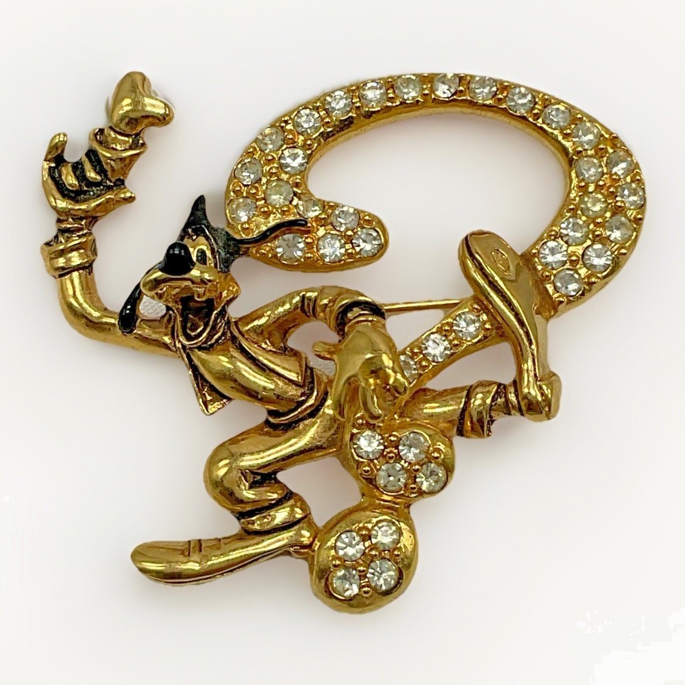 Retired Disney/Napier Goofy Rhinestone Question Mark Brooch Gold Tone Pin VTG